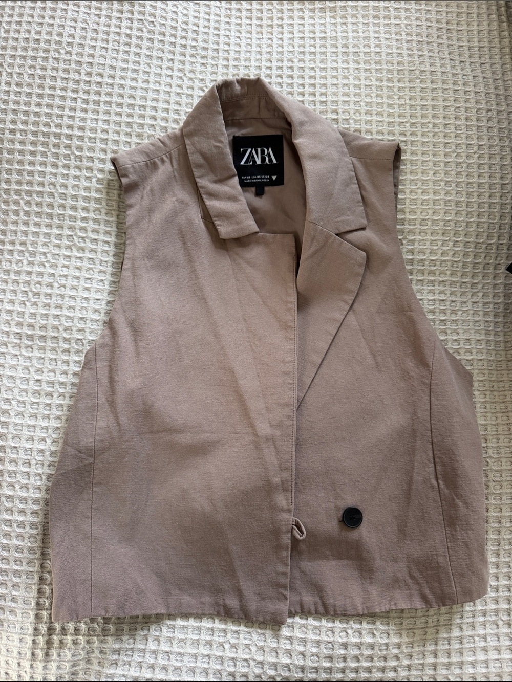 ZARA Light Taupe Sleeveless Blazer Vest